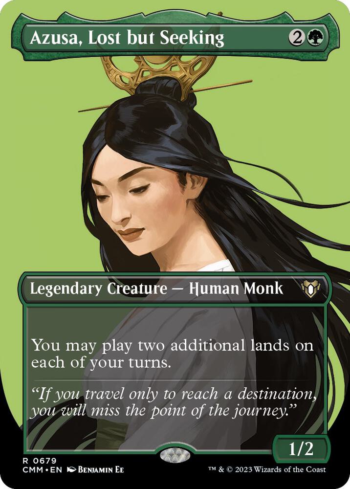 Azusa, Lost but Seeking (Borderless) 679 card from Commander Masters