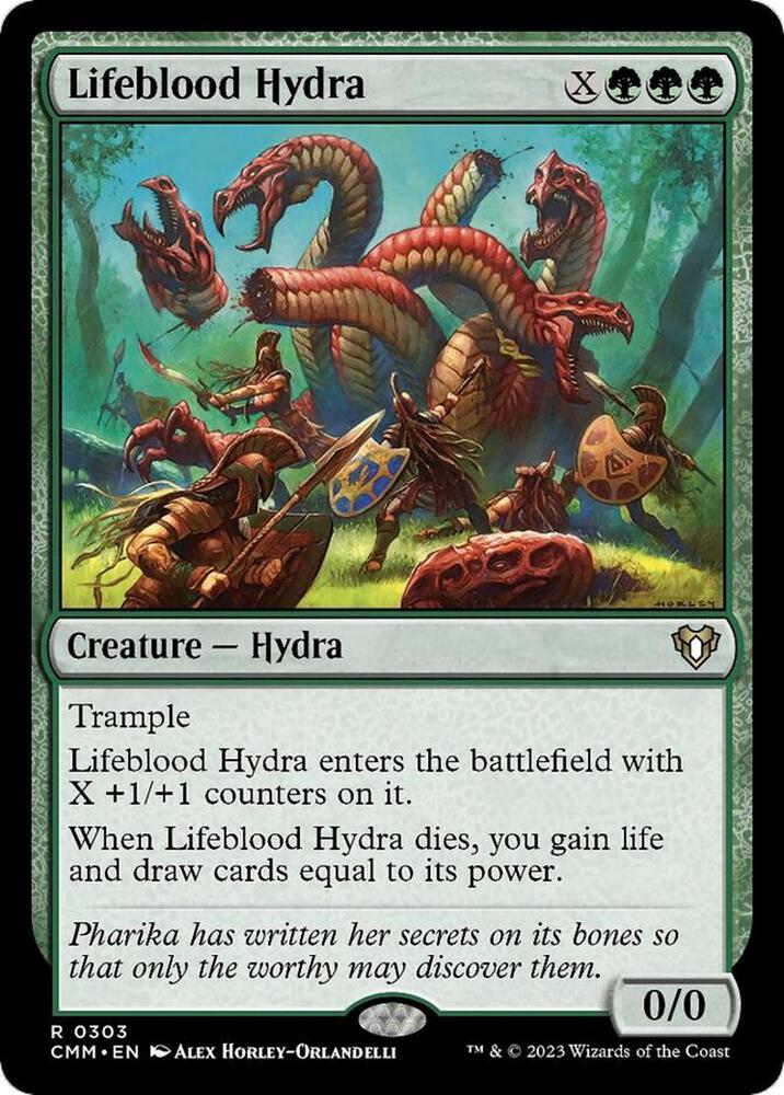 Lifeblood Hydra 303 card from Commander Masters