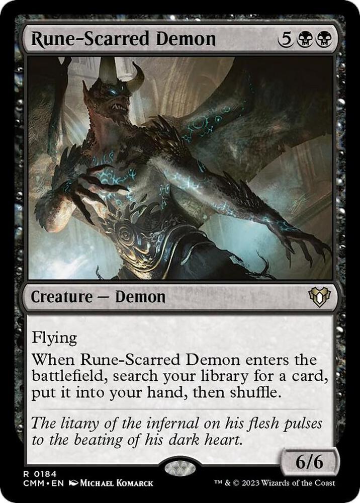 Rune-Scarred Demon 184 card from Commander Masters