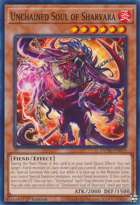 Unchained Soul of Sharvara DUNE-EN019 card from Duelist Nexus