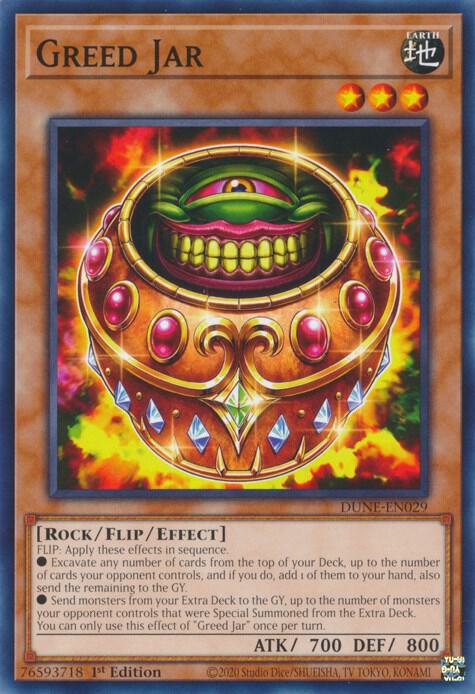 Greed Jar DUNE-EN029 card from Duelist Nexus