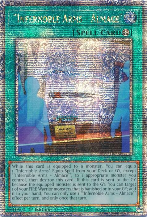 "Infernoble Arms - Almace" (Quarter Century Secret Rare) DUNE-EN056 card from Duelist Nexus