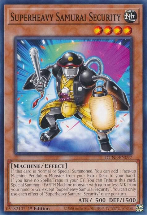 Superheavy Samurai Security DUNE-EN097 card from Duelist Nexus