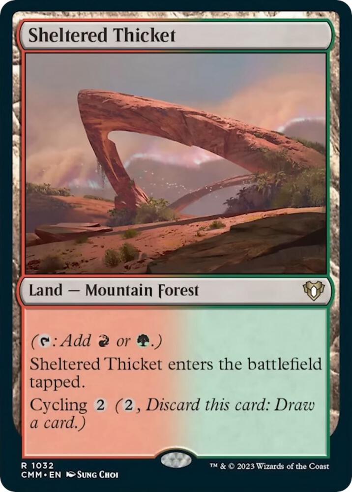 Sheltered Thicket 1032 card from Commander Masters