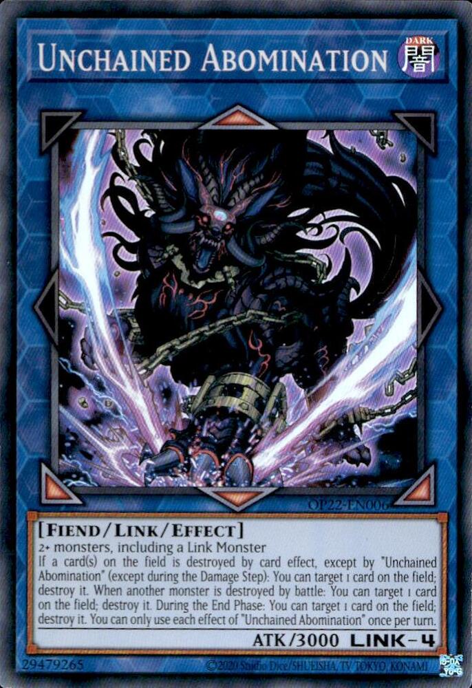 Unchained Abomination OP22-EN006 card from OTS Tournament Pack 22