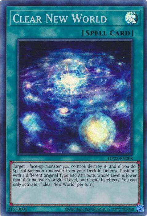Clear New World OP22-EN008 card from OTS Tournament Pack 22