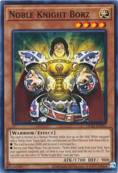 Noble Knight Borz OP22-EN016 card from OTS Tournament Pack 22