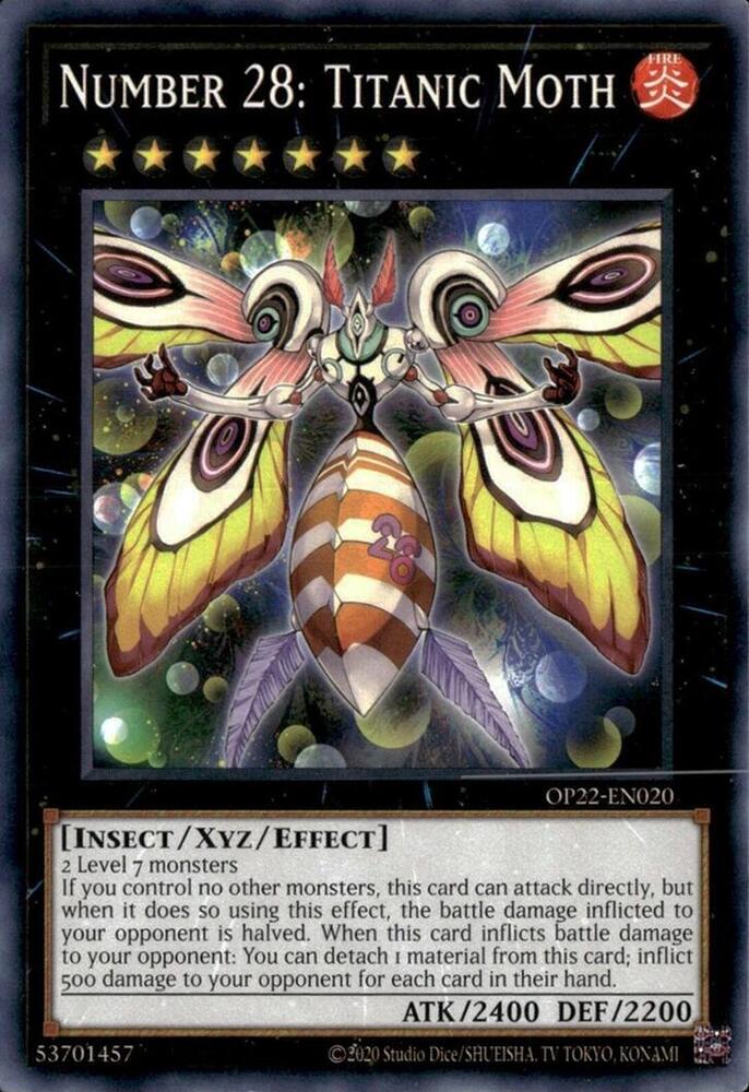 Number 28: Titanic Moth OP22-EN020 card from OTS Tournament Pack 22