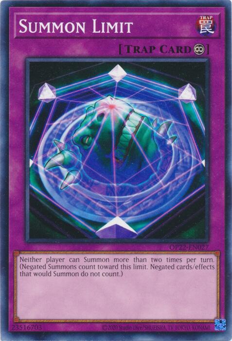 Summon Limit OP22-EN027 card from OTS Tournament Pack 22