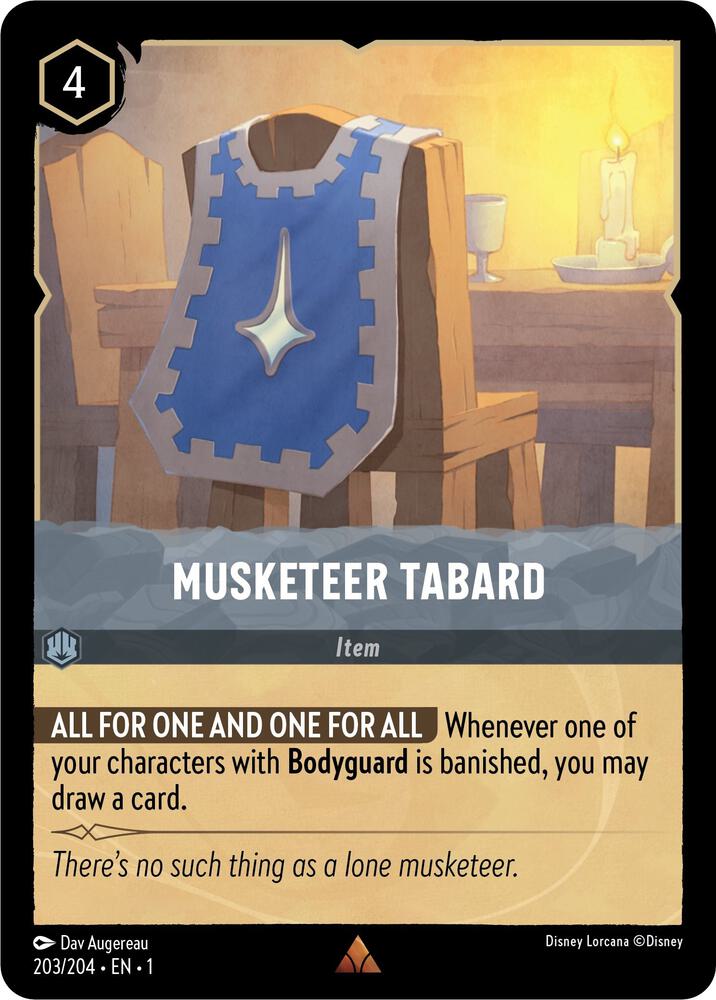 Musketeer Tabard 203/204 card from The First Chapter