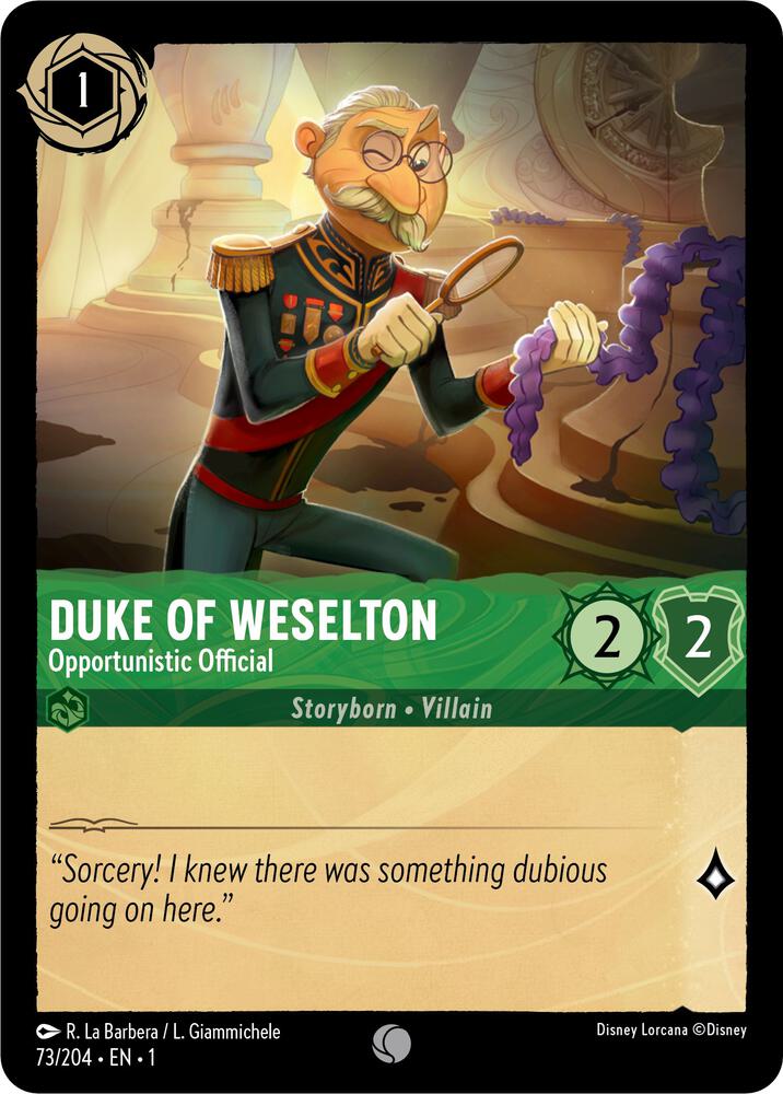 Duke of Weselton - Opportunistic Official 73/204 card from The First Chapter
