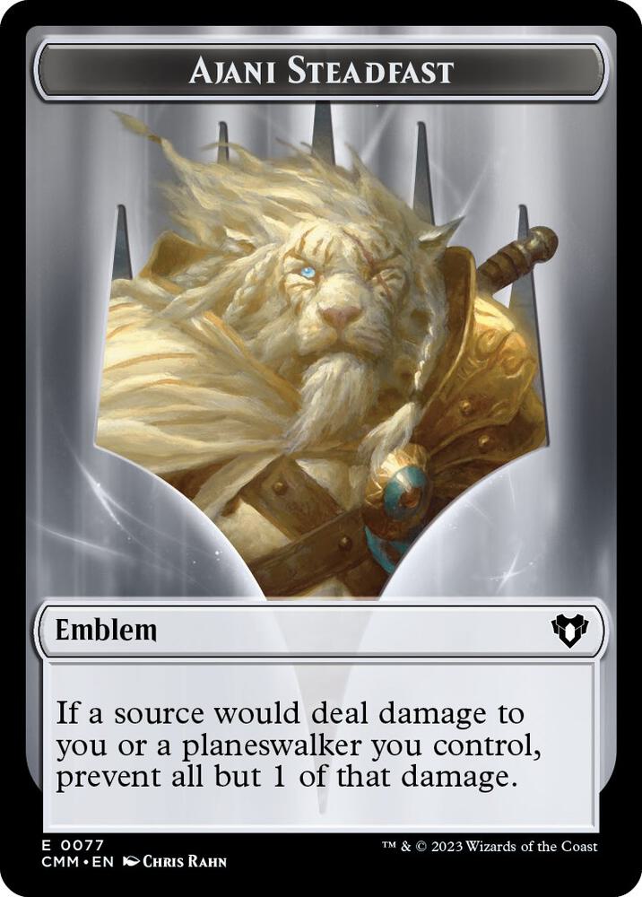 Emblem - Ajani Steadfast // Wizard Double-Sided Token 77 // 71 card from Commander Masters
