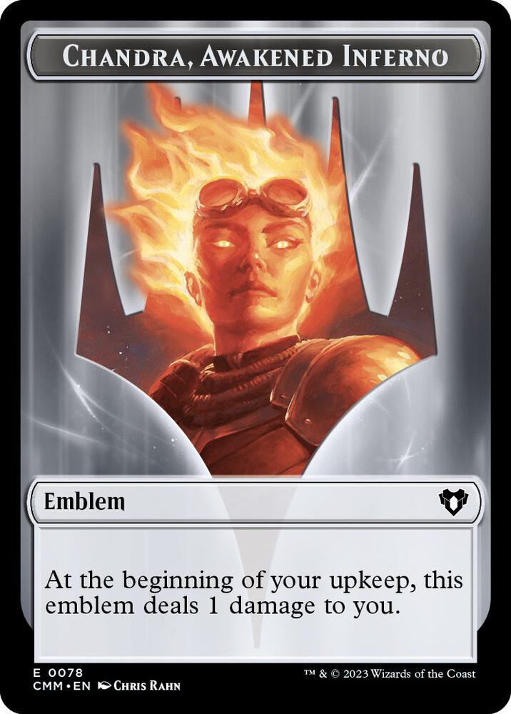 Emblem - Chandra, Awakened Inferno // Wizard Double-Sided Token 78 // 71 card from Commander Masters