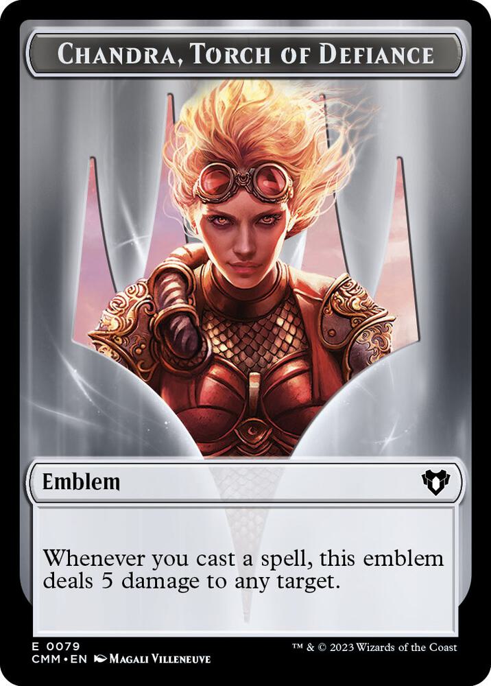 Emblem - Chandra, Torch of Defiance // Wizard Double-Sided Token 79 // 71 card from Commander Masters
