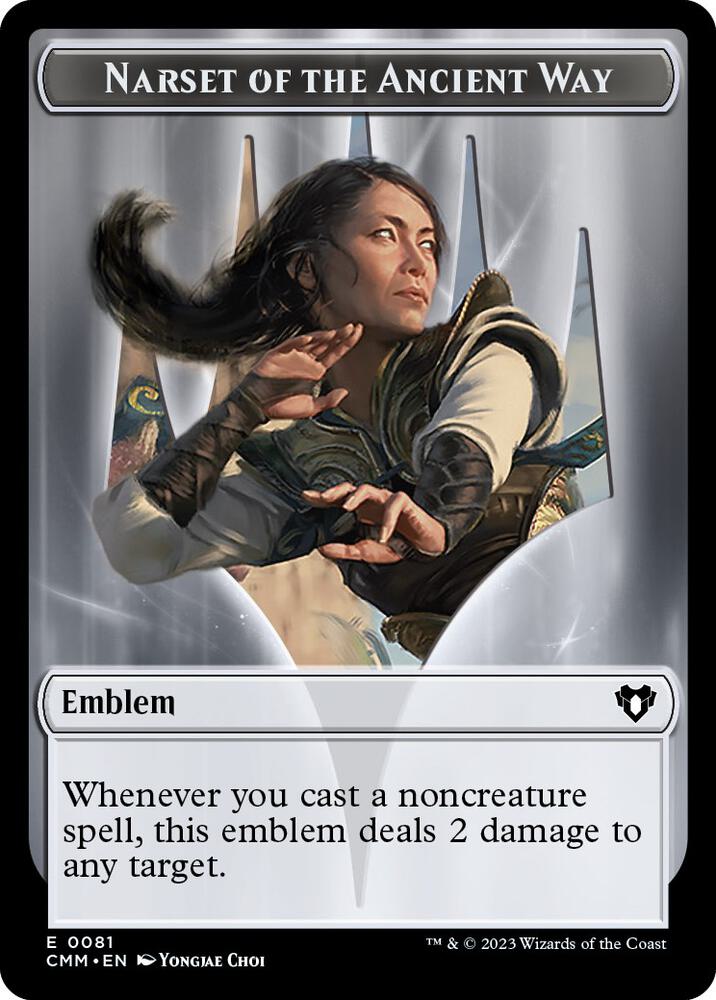 Emblem - Narset of the Ancient Way // Wizard Double-Sided Token 81 // 71 card from Commander Masters