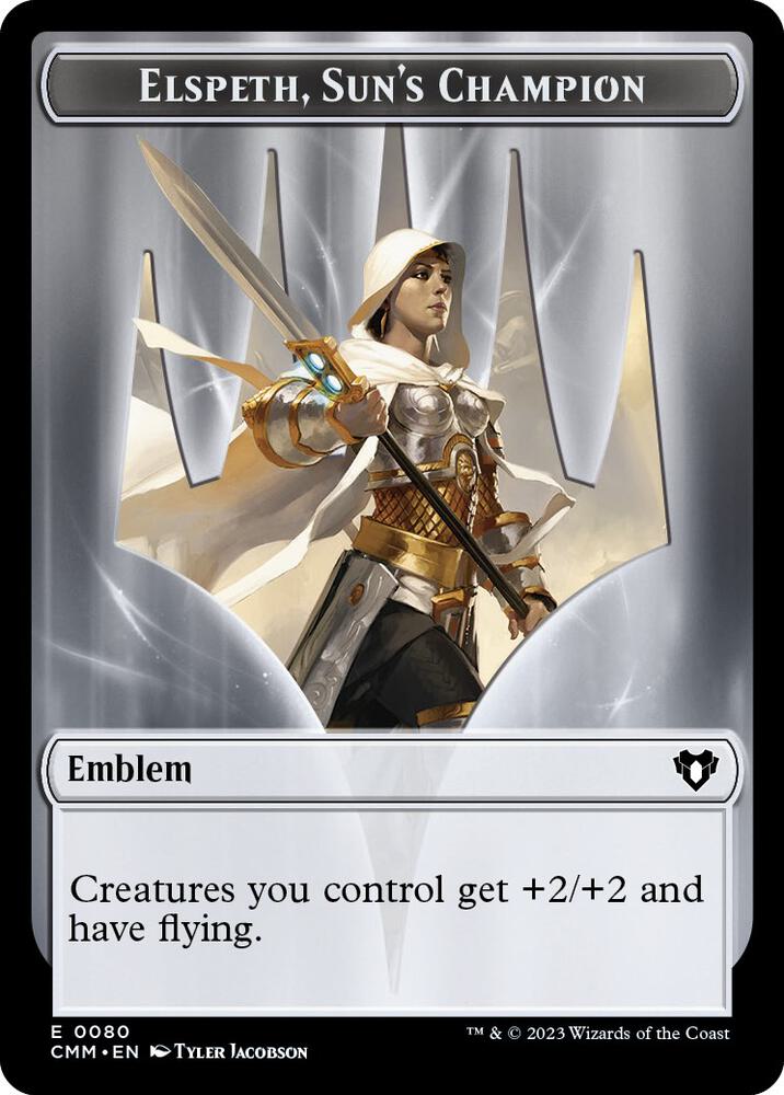 Emblem - Elspeth, Sun's Champion // Copy Double-Sided Token 80 // 55 card from Commander Masters