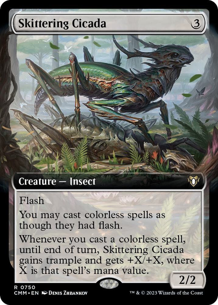 Skittering Cicada (Extended Art) 750 card from Commander Masters