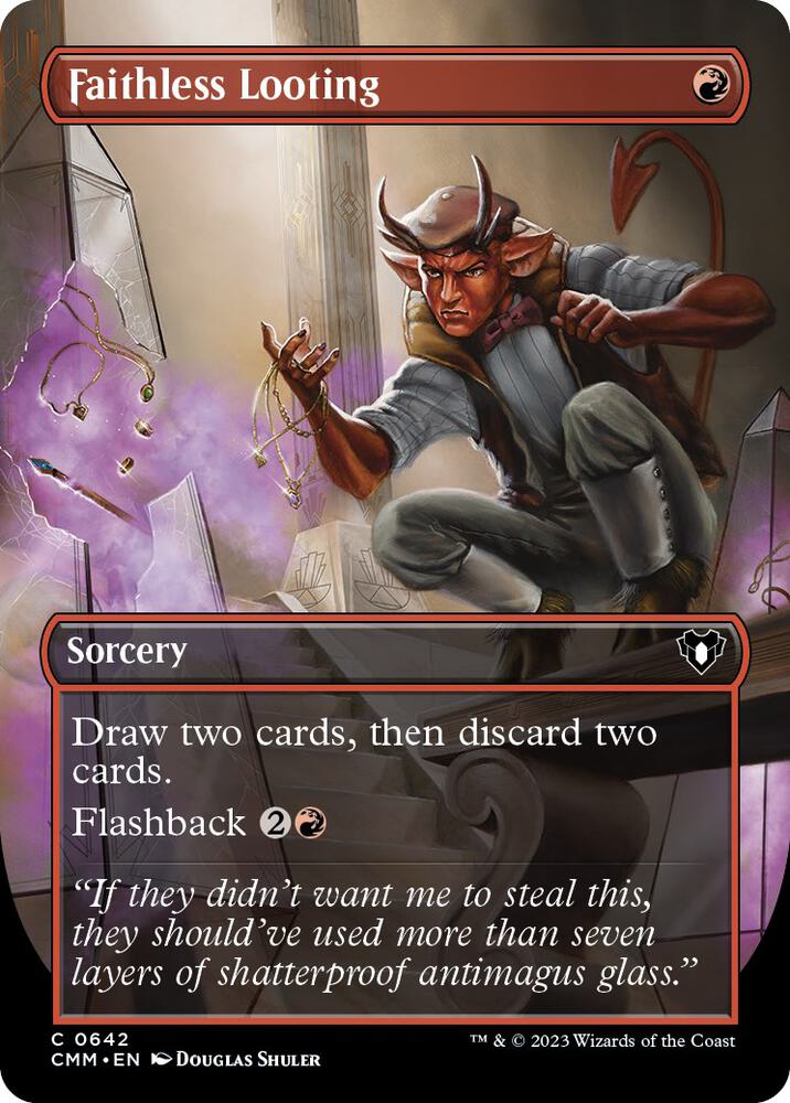 Faithless Looting (Borderless) 642 card from Commander Masters