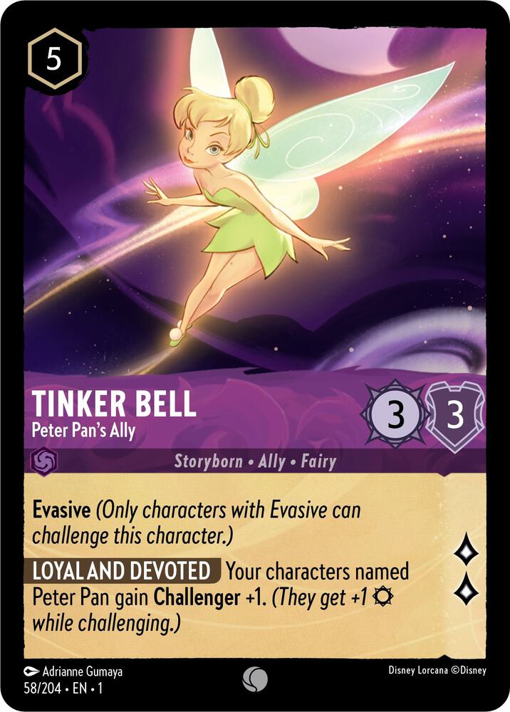 Tinker Bell - Peter Pan's Ally 58/204 card from The First Chapter