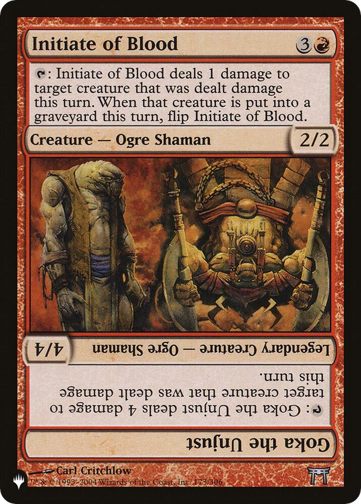 Initiate of Blood // Goka the Unjust 173/306 card from The List Reprints