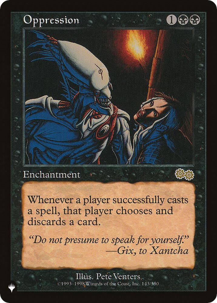 Oppression 143/350 card from The List Reprints