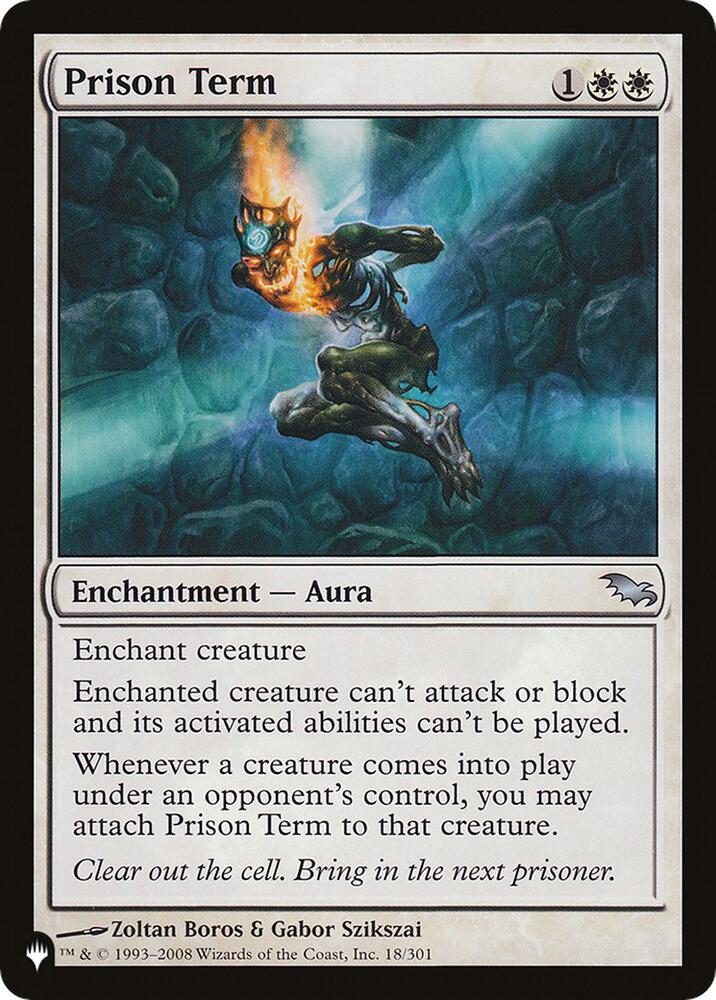 Prison Term 18/301 card from The List Reprints