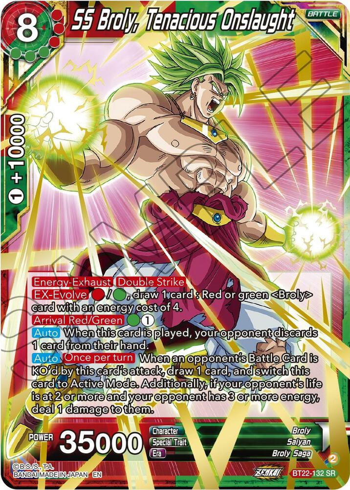 SS Broly, Tenacious Onslaught BT22-132 card from Critical Blow