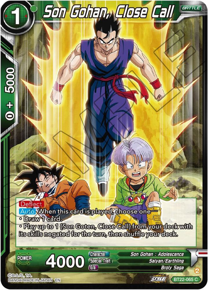 Son Gohan, Close Call BT22-065 card from Critical Blow
