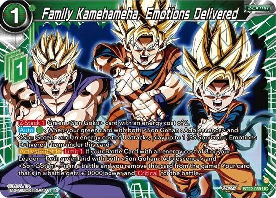 Family Kamehameha, Emotions Delivered BT22-059 card from Critical Blow