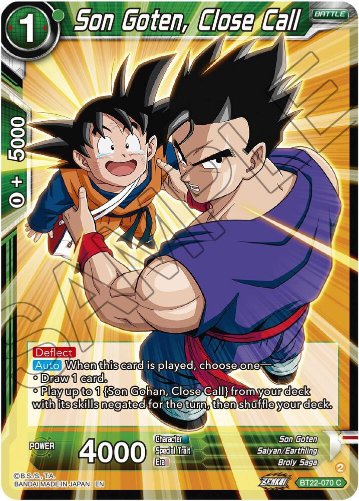 Son Goten, Close Call BT22-070 card from Critical Blow
