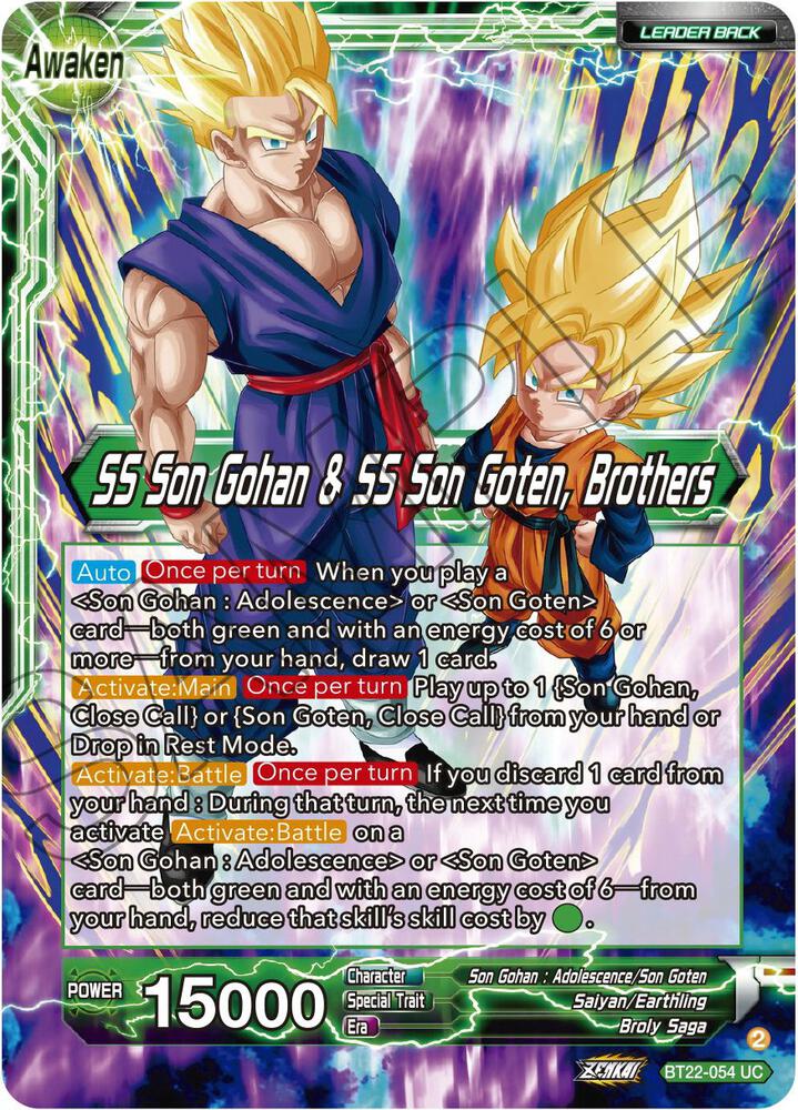Son Goten // SS Son Gohan & SS Son Goten, Brothers BT22-054 card from Critical Blow