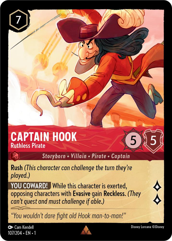 Captain Hook - Ruthless Pirate 107/204 card from The First Chapter