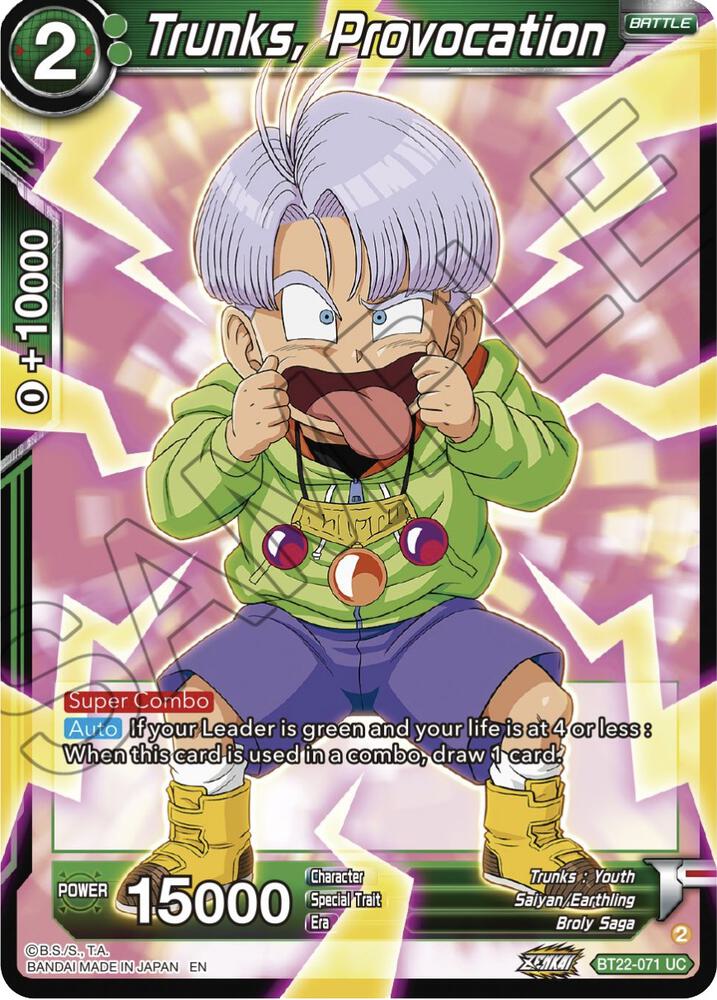 Trunks, Provocation BT22-071 card from Critical Blow