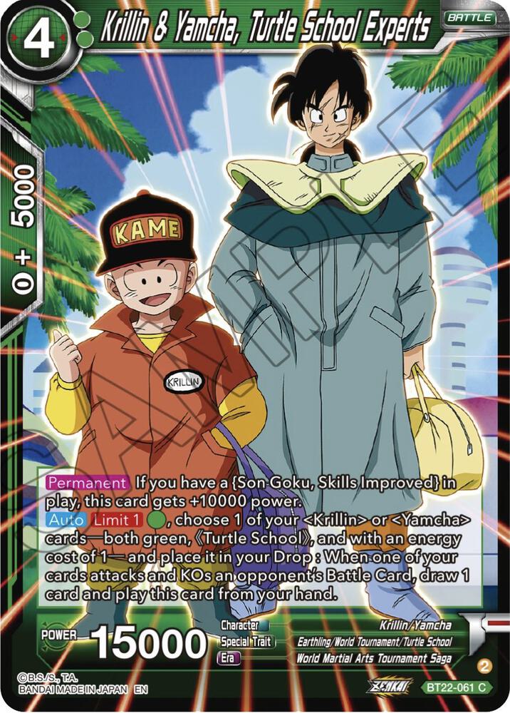 Krillin & Yamcha, Turtle School Experts BT22-061 card from Critical Blow