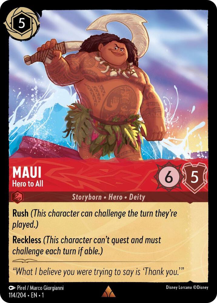 Maui - Hero to All 114/204 card from The First Chapter