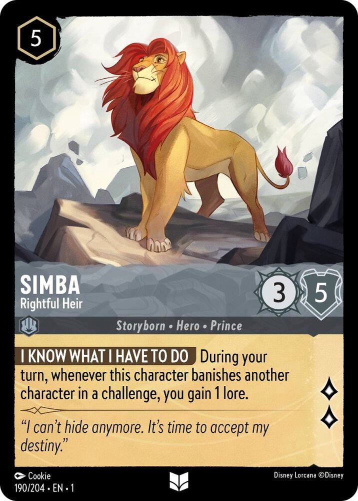 Simba - Rightful Heir 190/204 card from The First Chapter