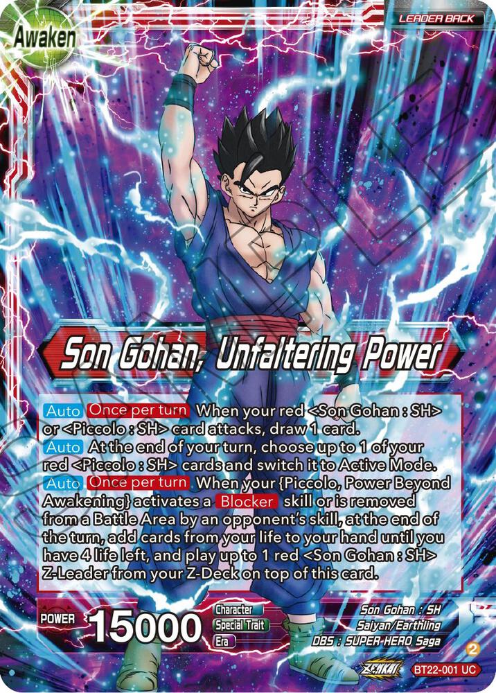 Son Gohan // Son Gohan, Unfaltering Power BT22-001 card from Critical Blow