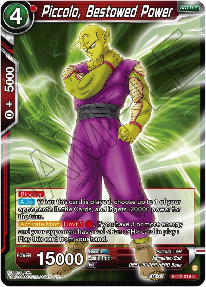 Piccolo, Bestowed Power BT22-016 card from Critical Blow