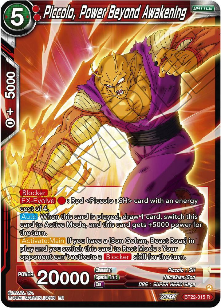 Piccolo, Power Beyond Awakening BT22-015 card from Critical Blow