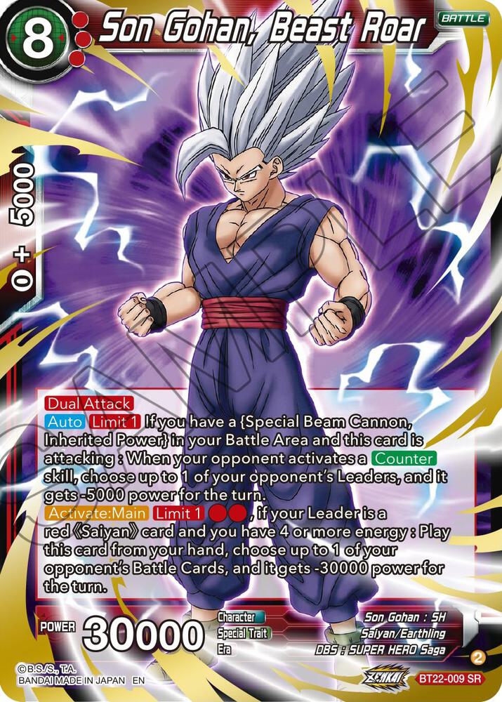Son Gohan, Beast Roar BT22-009 card from Critical Blow