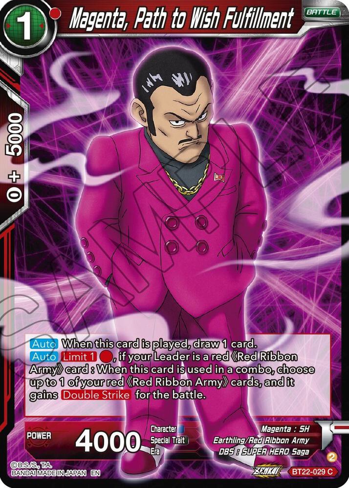 Magenta, Path to Wish Fulfillment BT22-029 card from Critical Blow