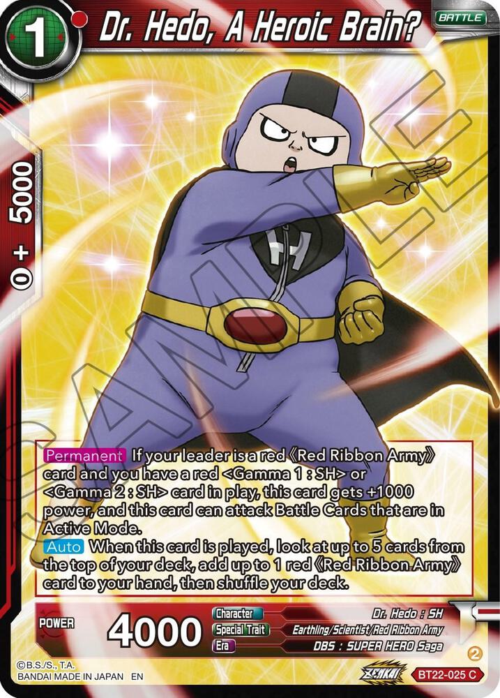 Dr Hedo, A Heroic Brain? BT22-025 card from Critical Blow