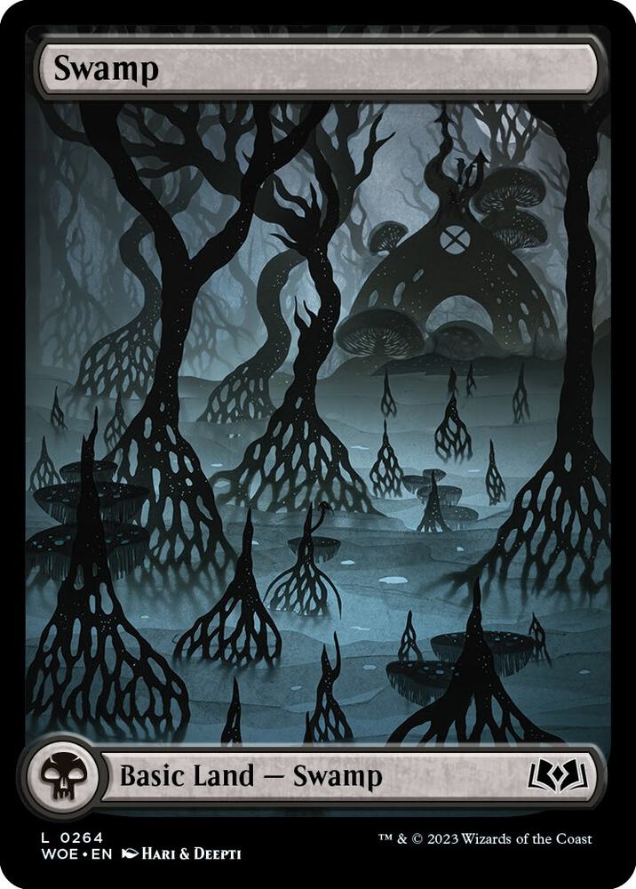 Swamp 264 card from Wilds of Eldraine