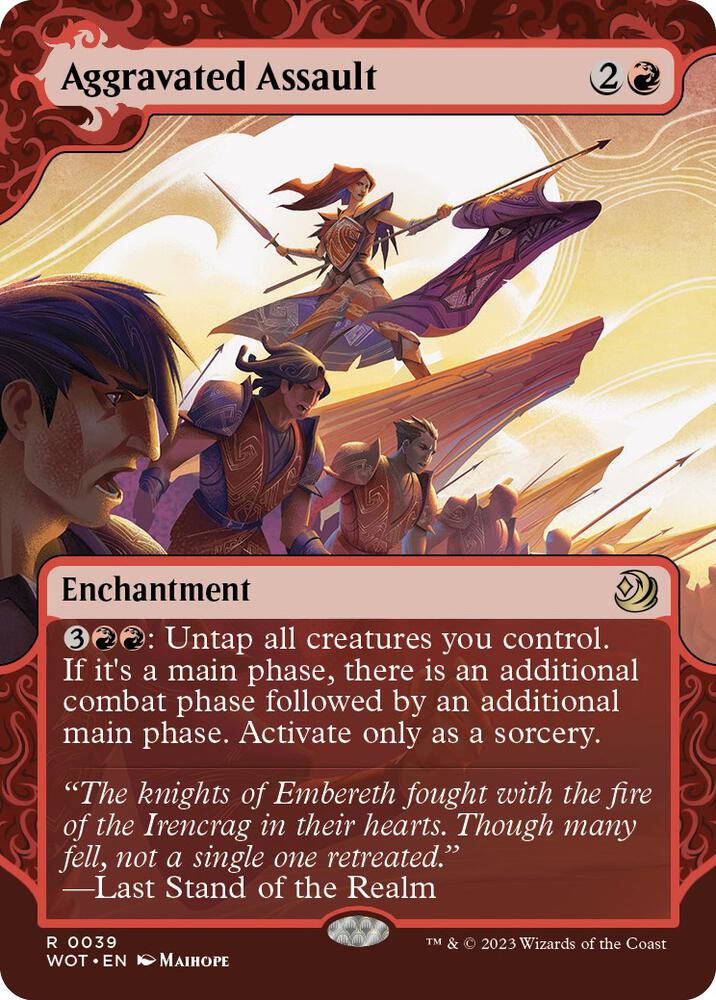 Aggravated Assault 39 card from Wilds of Eldraine: Enchanting Tales