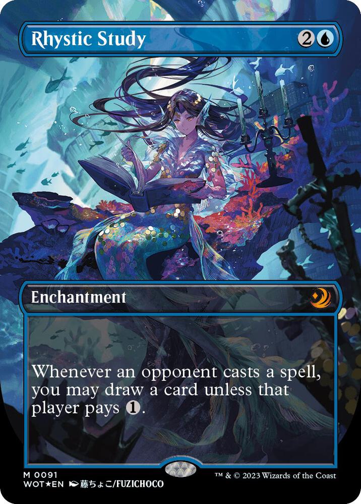 Rhystic Study (Anime Borderless) (Confetti Foil) 91 card from Wilds of Eldraine: Enchanting Tales