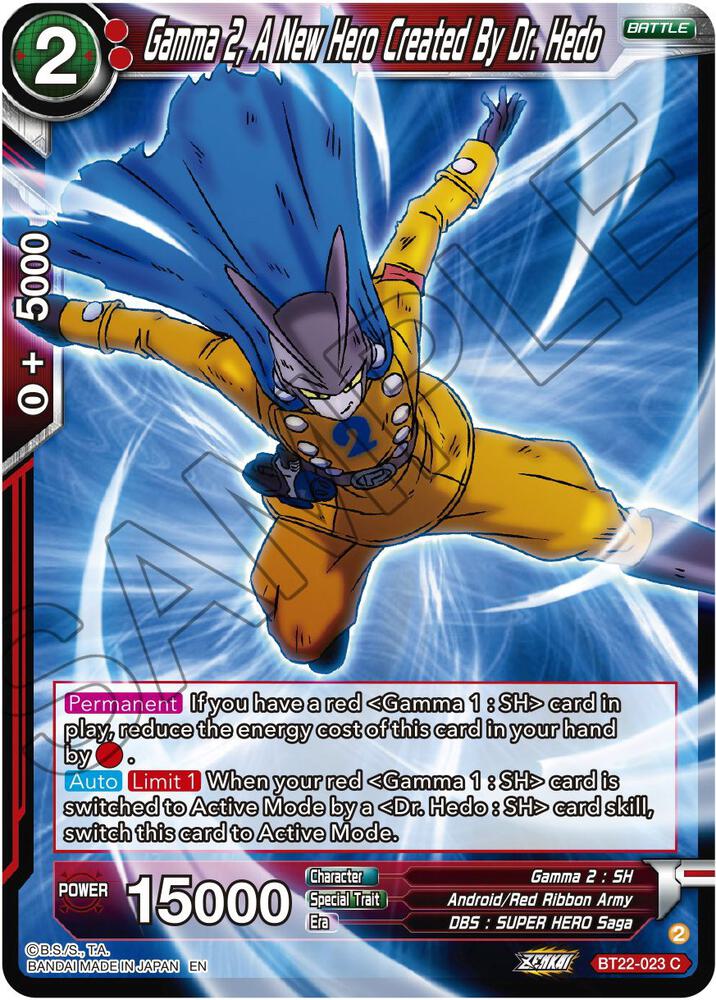 Gamma 2, A New Hero Created By Dr. Hedo BT22-023 card from Critical Blow