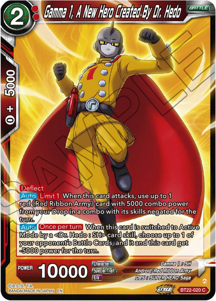 Gamma 1, A New Hero Created By Dr. Hedo BT22-020 card from Critical Blow