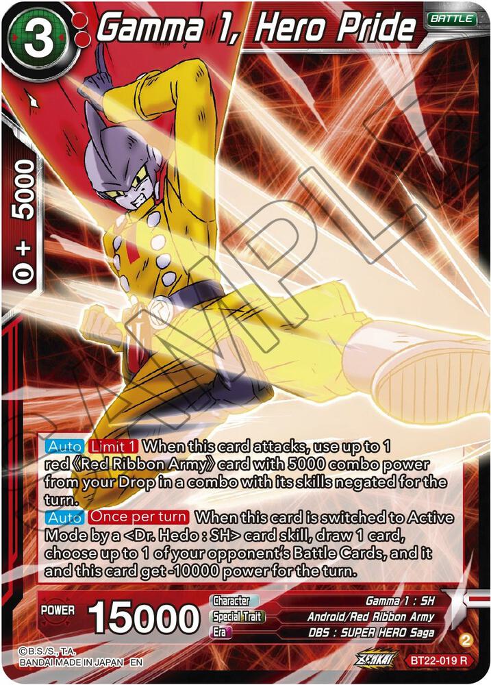 Gamma 1, Hero Pride BT22-019 card from Critical Blow