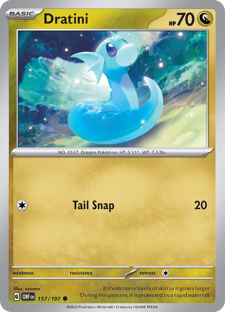 Dratini 157/197 card from SV03: Obsidian Flames