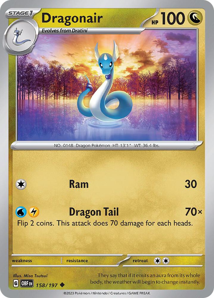 Dragonair 158/197 card from SV03: Obsidian Flames